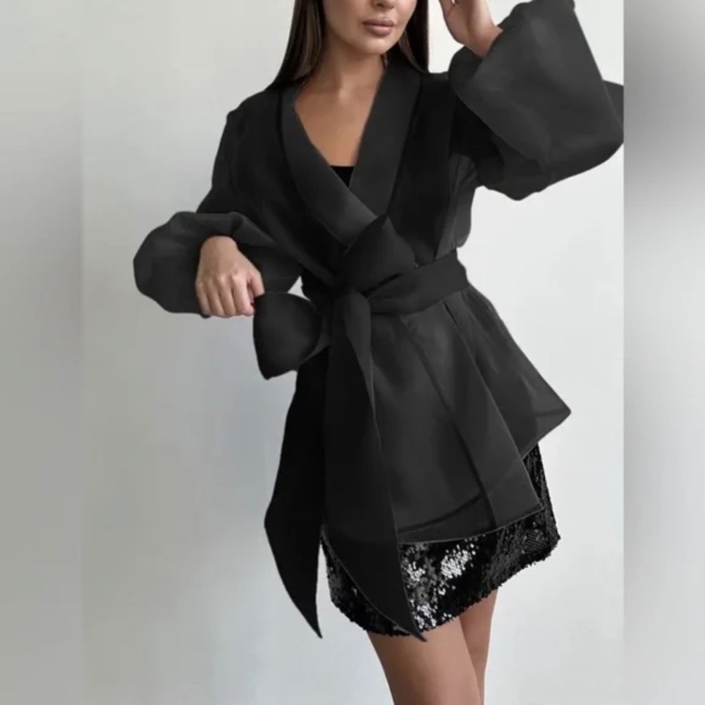 Elegant Plus Size Women's Sheer Mesh Kimono